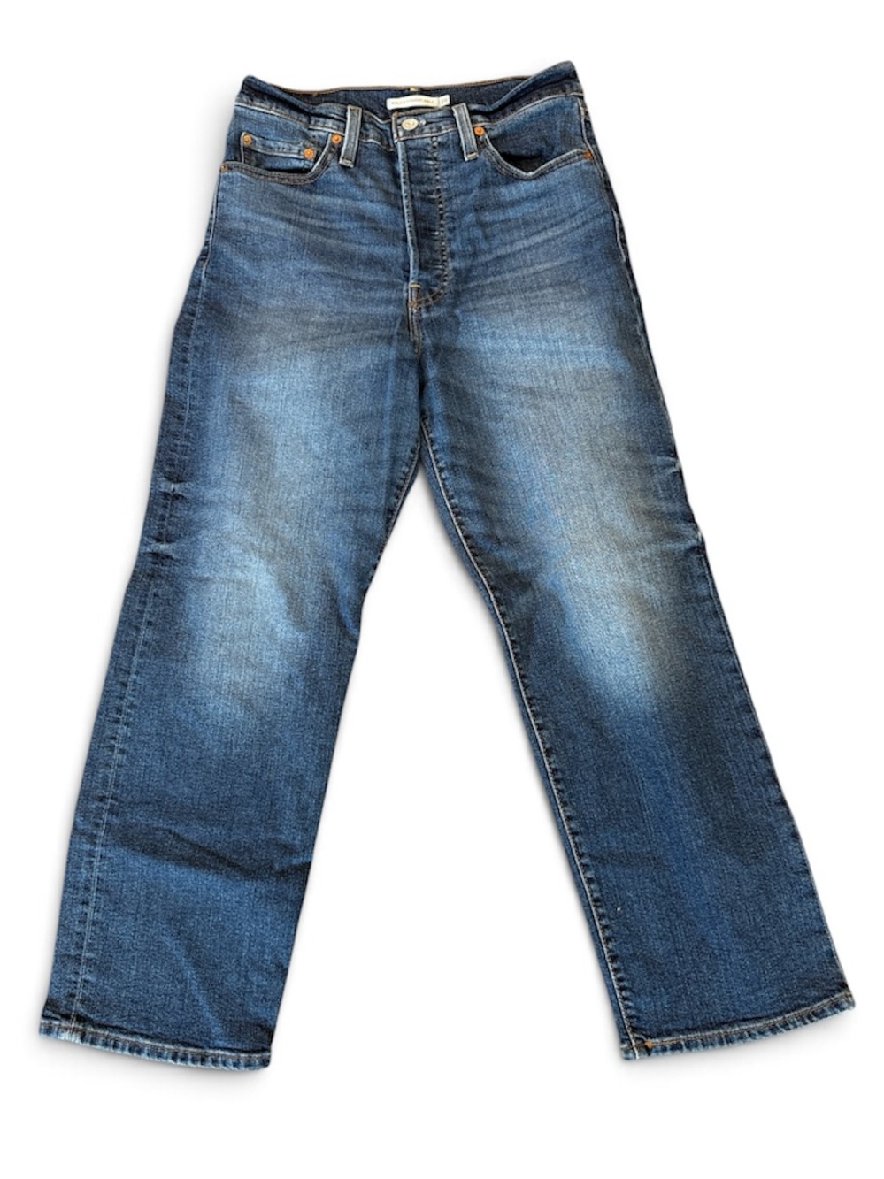 Levi’s | EUC Ribcage Straight Ankle Jeans In Medium Blue Wash